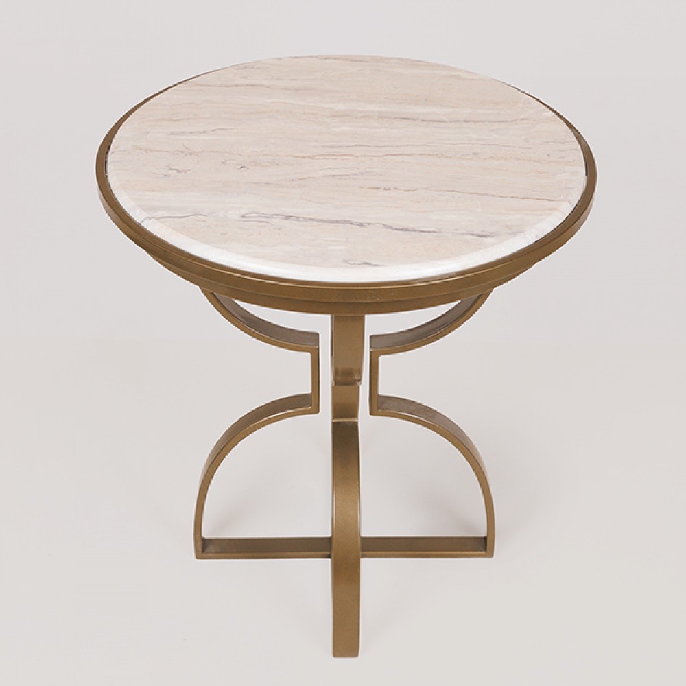 Τραπέζι από μέταλλο σε χρώμα χρυσό/λευκό Φ50x52