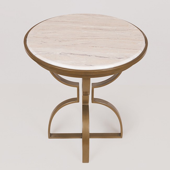 Τραπέζι από μέταλλο σε χρώμα χρυσό/λευκό Φ50x52