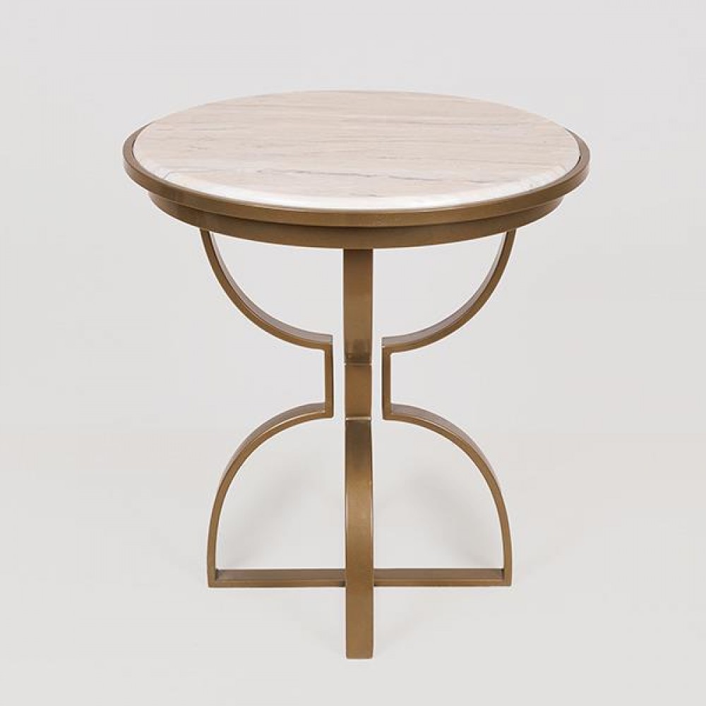 Τραπέζι από μέταλλο σε χρώμα χρυσό/λευκό Φ50x52