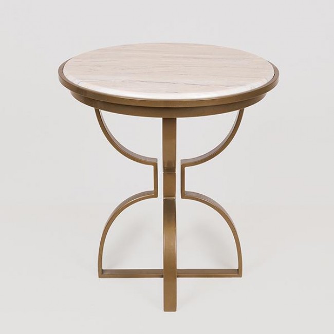 Τραπέζι από μέταλλο σε χρώμα χρυσό/λευκό Φ50x52