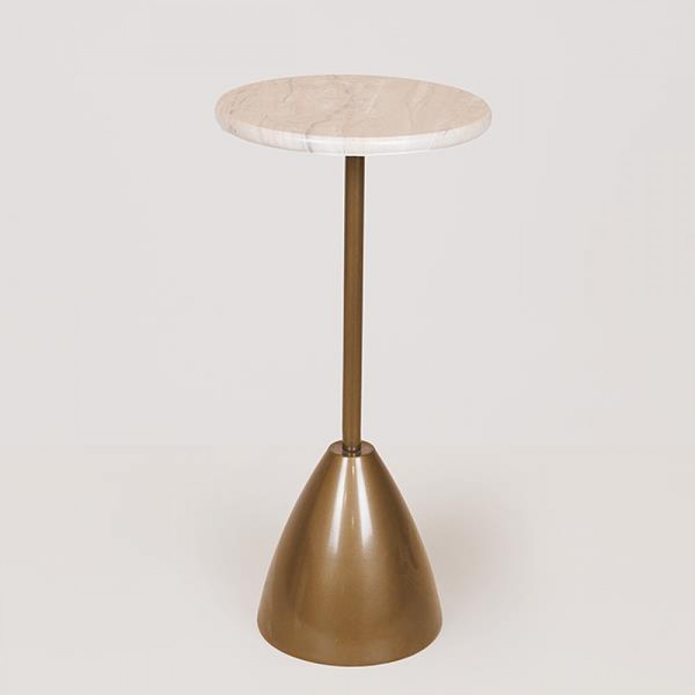 Τραπέζι από μέταλλο σε χρώμα χρυσό/λευκό Φ35x52