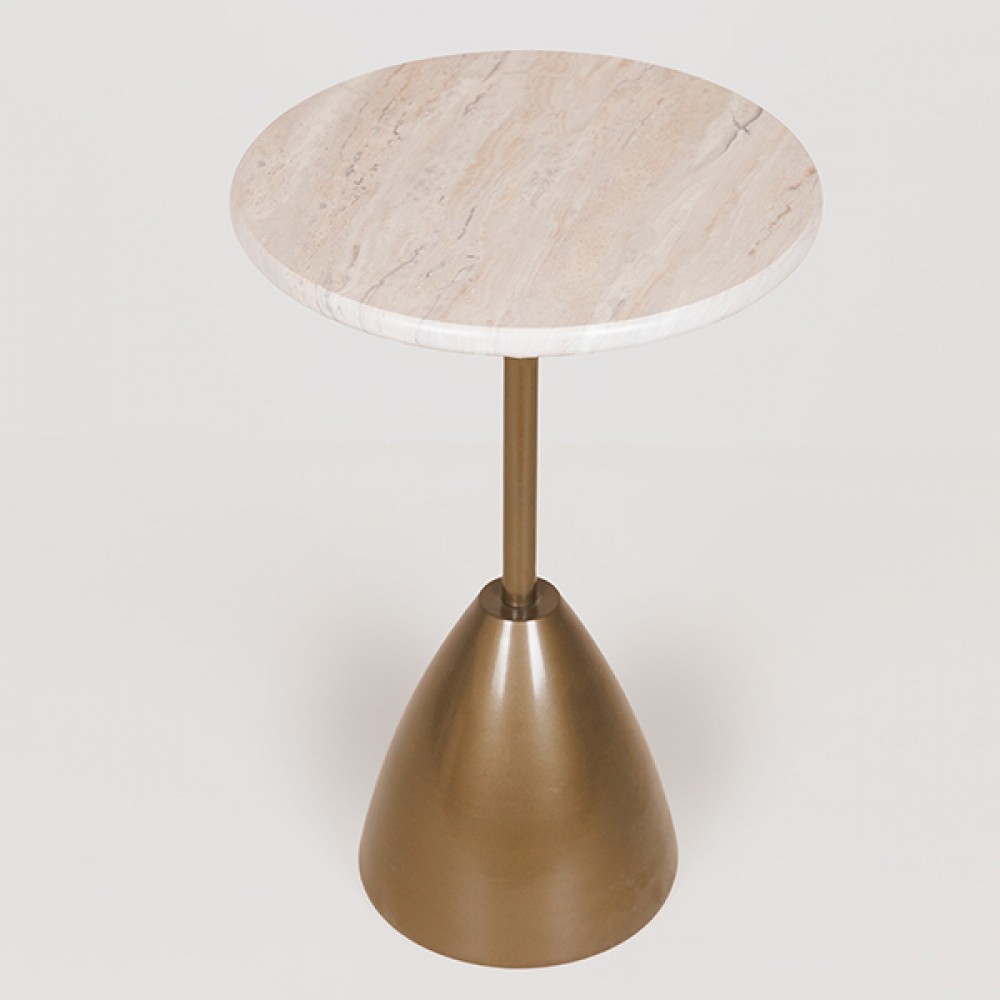 Τραπέζι από μέταλλο σε χρώμα χρυσό/λευκό Φ30x62