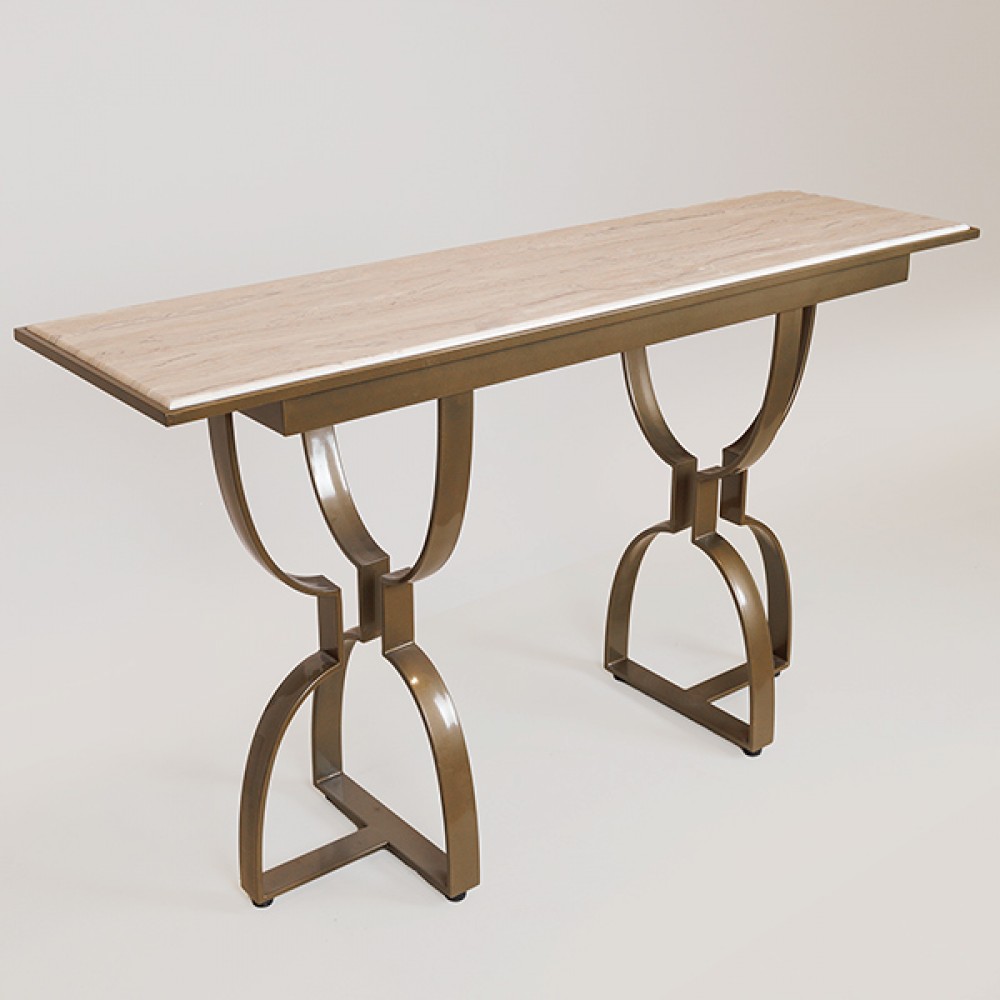 Τραπέζι από μέταλλο σε χρυσό/λευκό 140x40x80