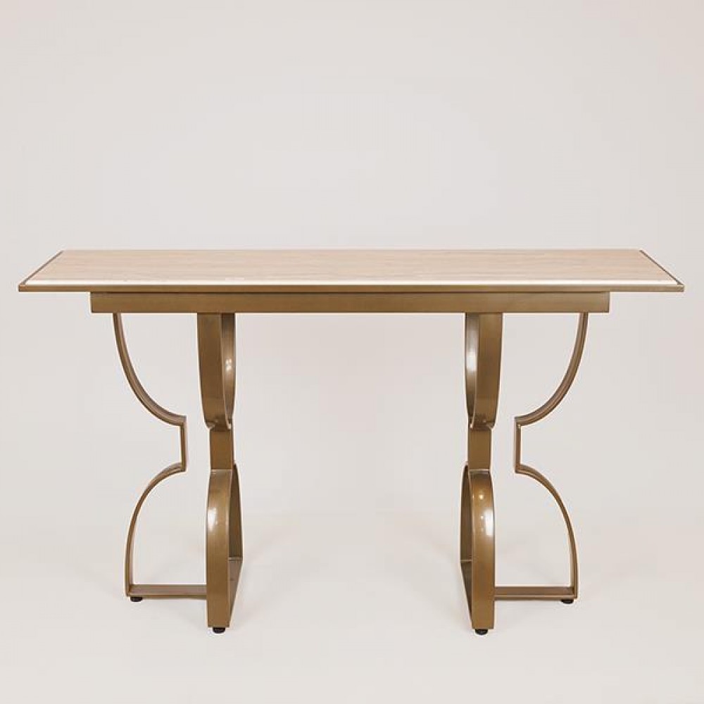 Τραπέζι από μέταλλο σε χρυσό/λευκό 140x40x80