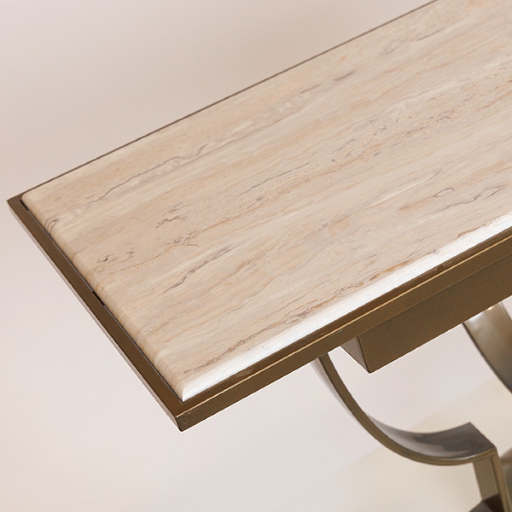 Τραπέζι από μέταλλο σε χρυσό/λευκό 140x40x80