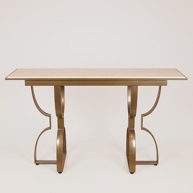 Τραπέζι από μέταλλο σε χρυσό/λευκό 140x40x80