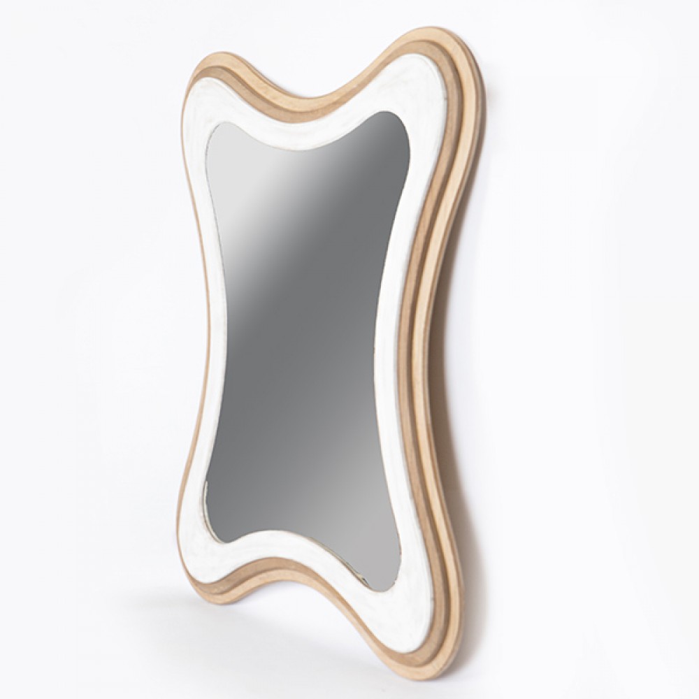 Καθρέπτης από ξύλο σε χρώμα λευκό/φυσικό 70x3x90