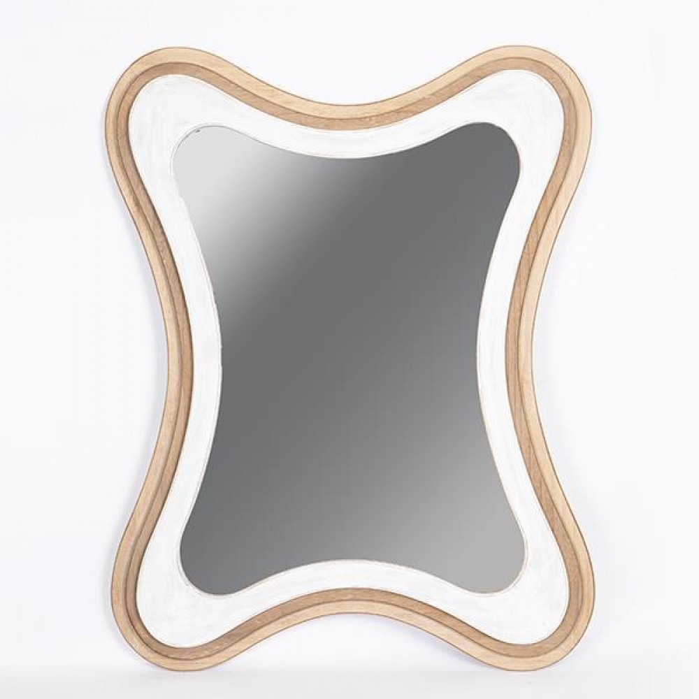 Καθρέπτης από ξύλο σε χρώμα λευκό/φυσικό 70x3x90