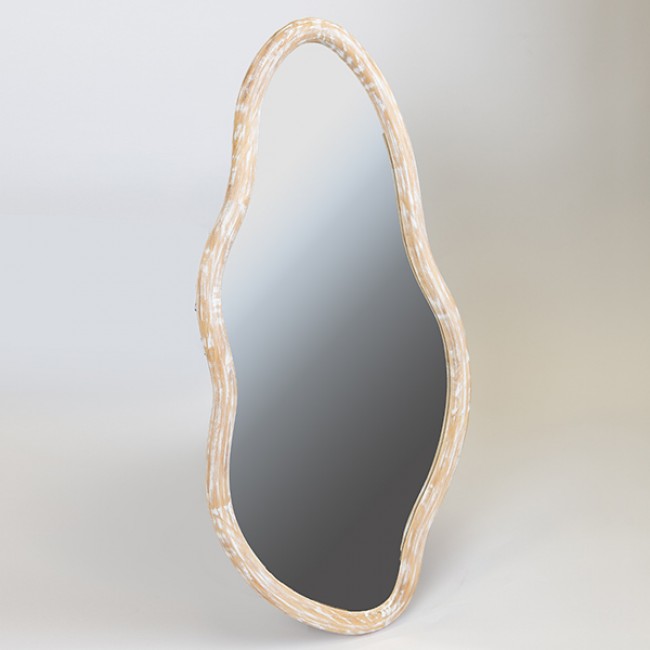 Καθρέπτης από ξύλο σε χρώμα ανοιχτό καφέ 36.5x2x80