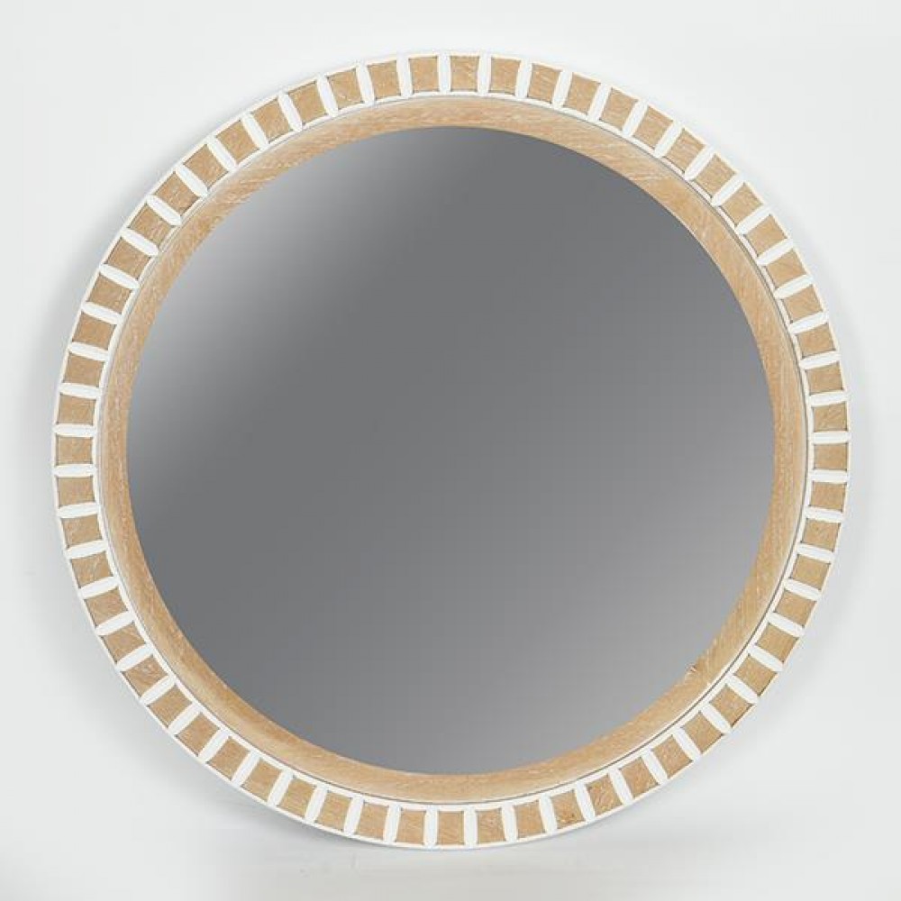 Καθρέπτης από ξύλο σε χρώμα καφέ 60.5x3x60.5