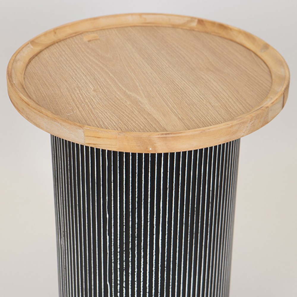 Τραπέζι βοηθητικό από ξύλο σε χρώμα φυσικό/μαύρο Φ35x51