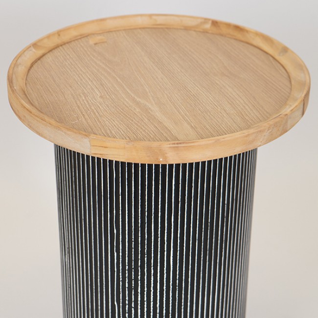 Τραπέζι βοηθητικό από ξύλο σε χρώμα φυσικό/μαύρο Φ35x51