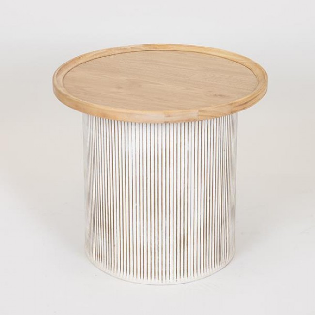 Τραπέζι βοηθητικό από ξύλο σε χρώμα φυσικό/λευκό Φ45x40