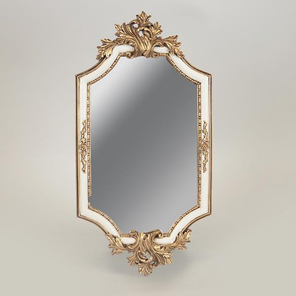 Καθρέπτης από πολυρεζίν σε χρώμα λευκό/χρυσό 41x21x2.5