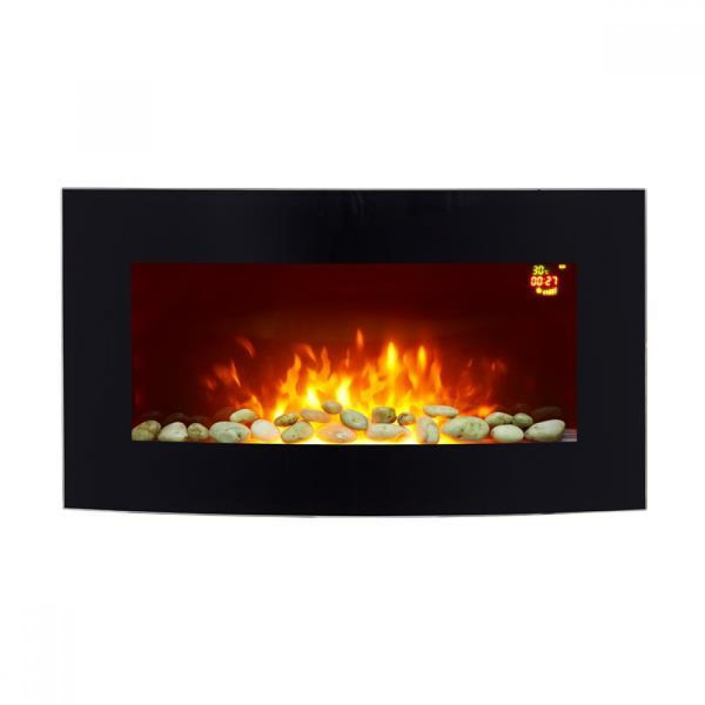 Ηλεκτρικό τζάκι με τηλεχειριστήριο σε χρώμα μαύρο 2000W