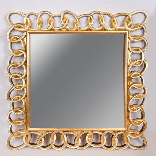 Καθρέπτης από πολυρεζίν σε χρώμα χρυσό 95x95