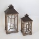 Σετ φανάρια 2τμχ από μέταλλο σε χρώμα καφέ 30x30x68