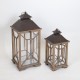 Σετ φανάρια 2τμχ από μέταλλο σε χρώμα καφέ 30x30x68