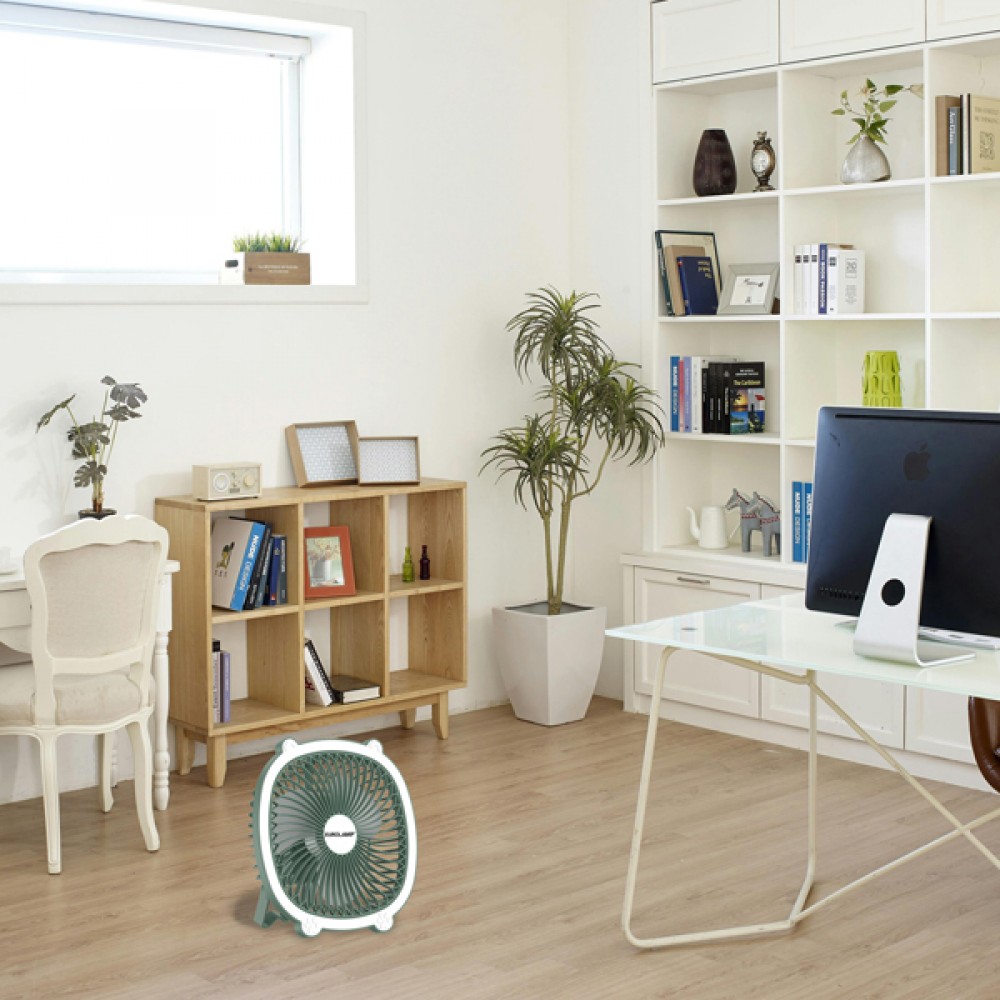 Ανεμιστήρας επιτραπέζιος επαναφορτιζόμενος με led φως σε χρώμα πράσινο μέντας Φ17 5W
