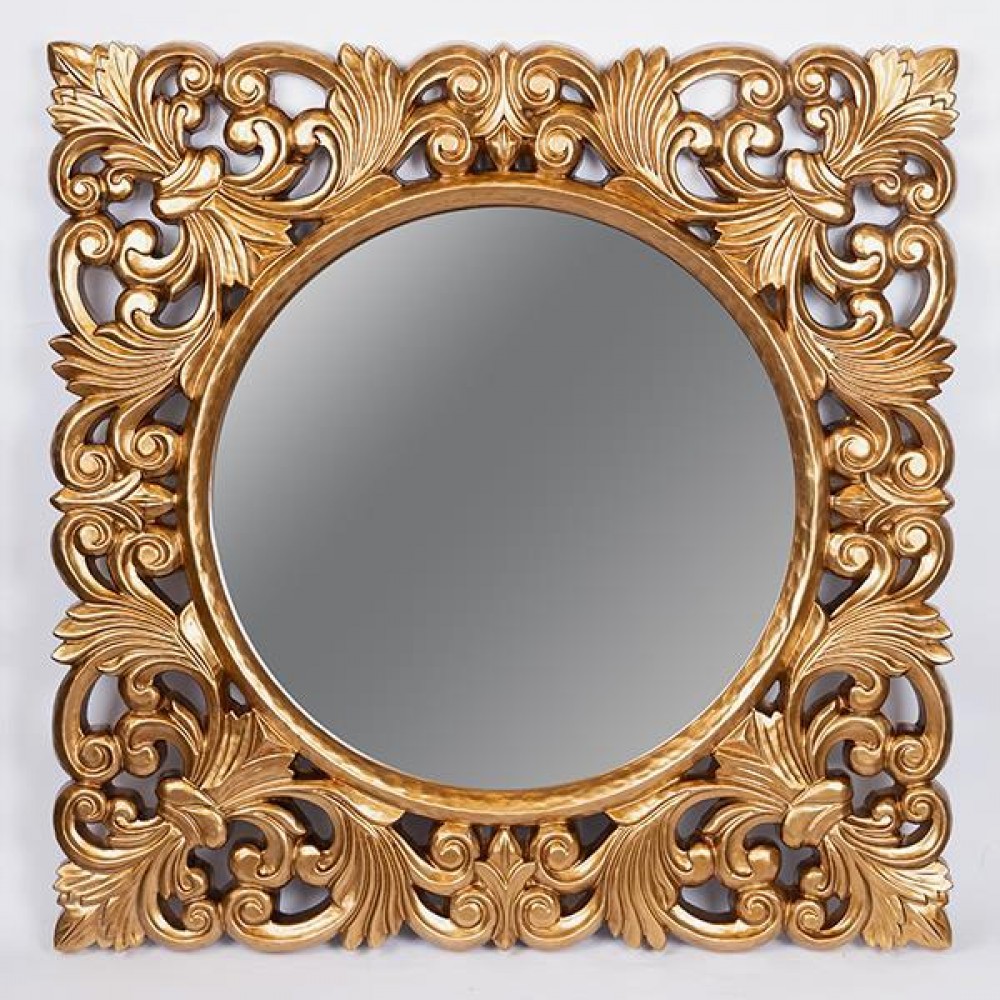 Καθρέπτης από πολυρεζίν σε χρώμα χρυσό 90x90x4