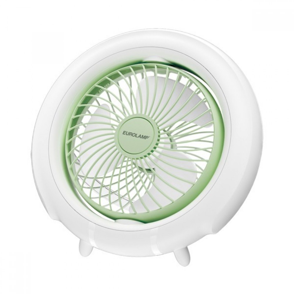 Ανεμιστήρας επιτραπέζιος/επιτοίχιος με led φως σε χρώμα πράσινο της μέντας 4W