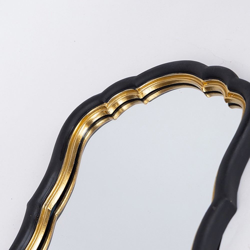 Καθρέπτης από πολυρεζίν σε χρώμα μαύρο/χρυσό 23.2x2.3x34.5