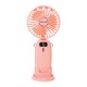 Ανεμιστήρας χειρός επαναφορτιζόμενος με usb και βάση κινητού σε χρώμα ροζ Φ9 4.5W