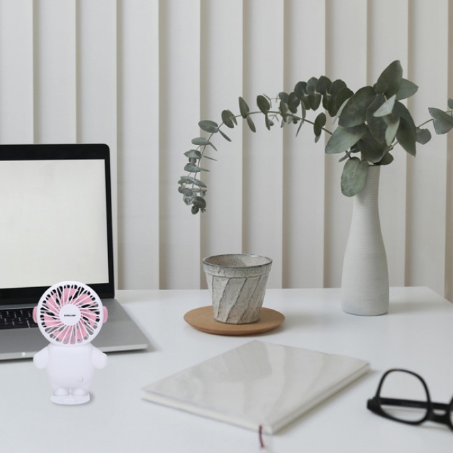 Ανεμιστήρας χειρός επαναφορτιζόμενος με usb σε χρώμα λευκό/ροζ Φ8 4.5W