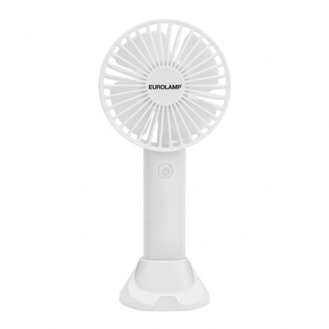 Ανεμιστήρας χειρός επαναφορτιζόμενος με usb με βάση κινητου σε χρώμα λευκό Φ10 3W