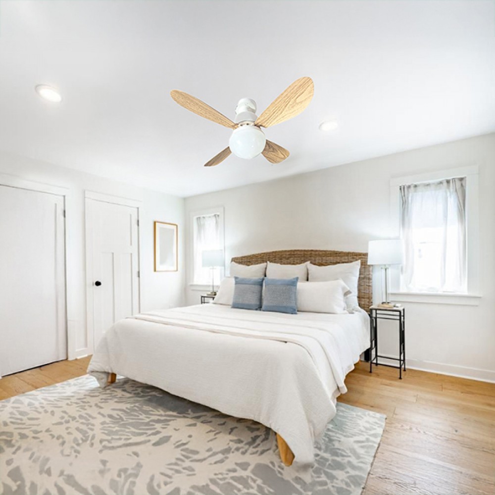 Ανεμιστήρας-φωτιστικό με φτερωτές σε χρώμα ξύλου Φ42 22W