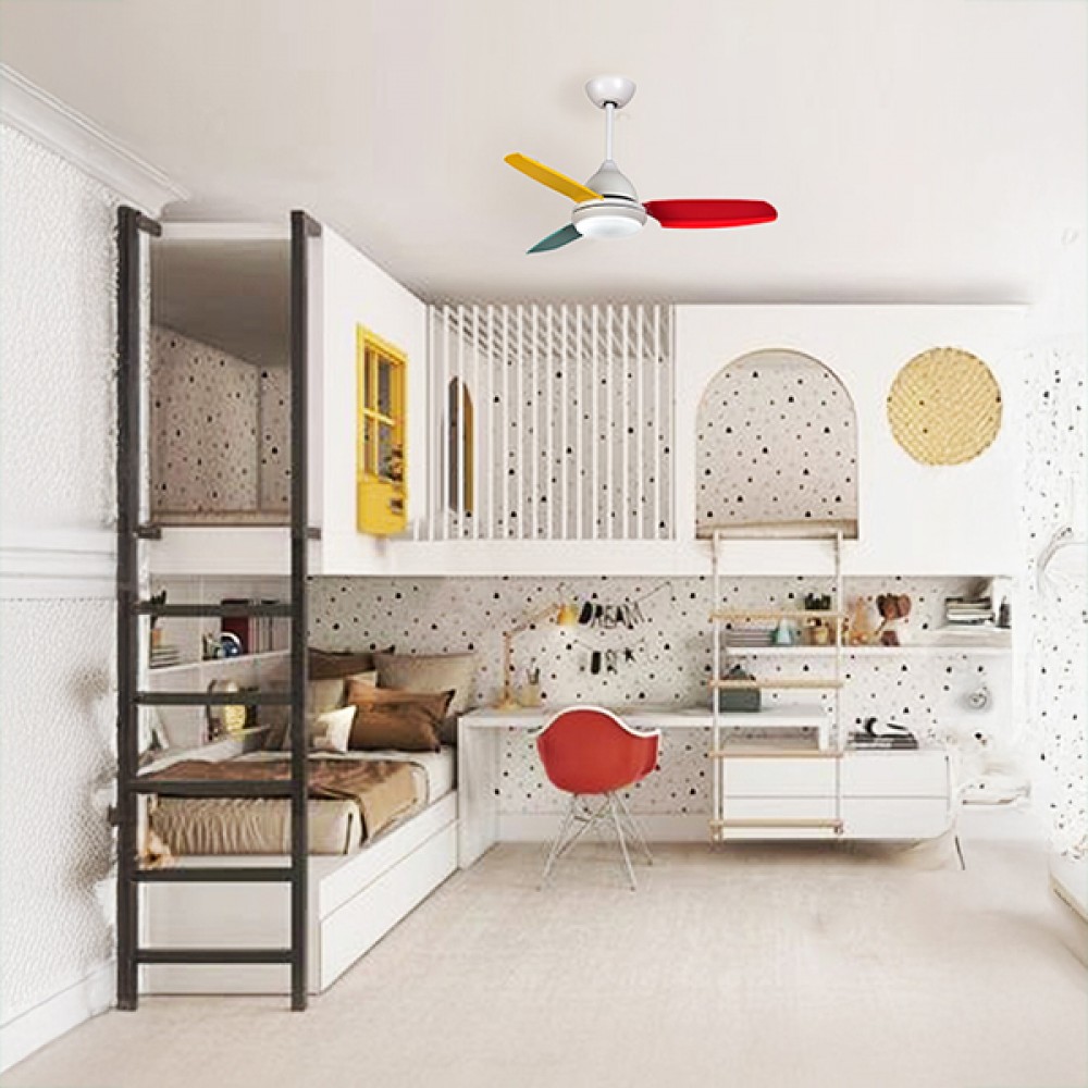 Ανεμιστήρας οροφής με LED φως με λευκές και χρωματιστές φτερωτές Φ107 35W