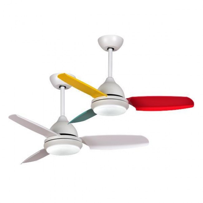 Ανεμιστήρας οροφής με LED φως με λευκές και χρωματιστές φτερωτές Φ107 35W