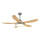 Ανεμιστήρας οροφής με LED φως σε χρώμα γκρι με ξύλινες φτερωτές Φ137 55W