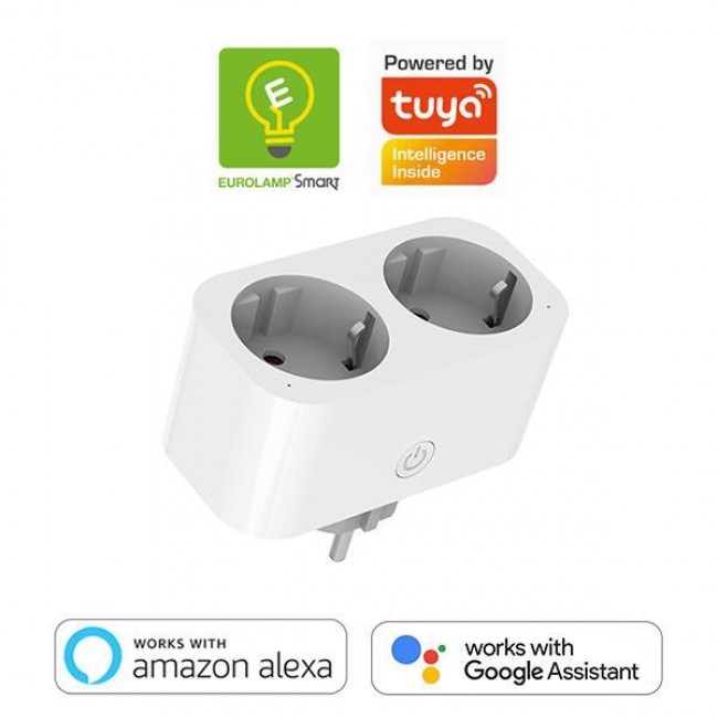 Έξυπνος αντάπτορας κάθετος με 2 σούκο με WiFi και μετρητή ενέργειας 220-240V 16A