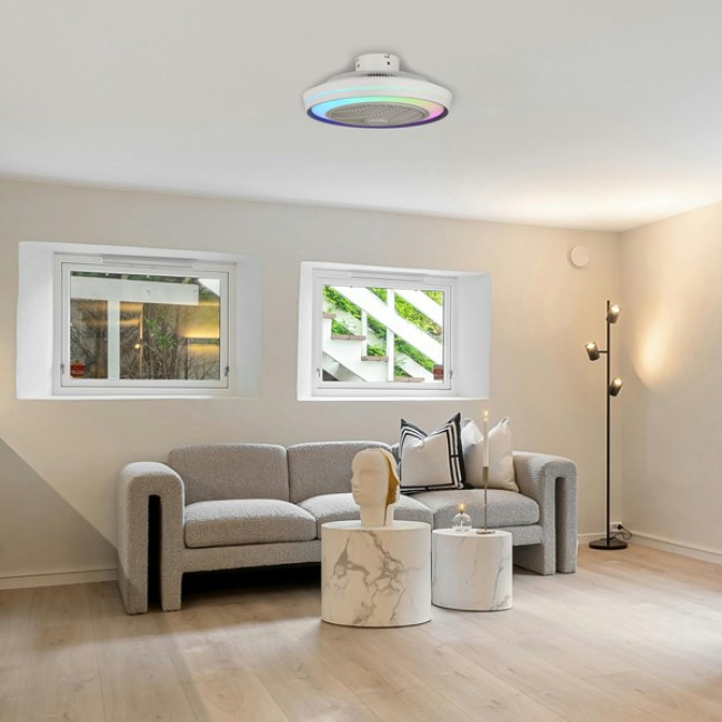 Ανεμιστήρας πλαφονιέρα με LED φως σε χρώμα λευκό/γκρι Φ51 DC 20W