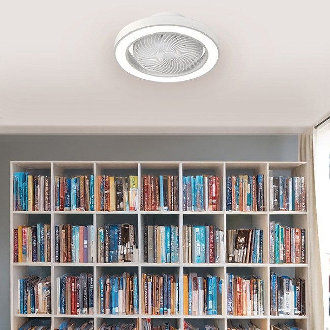 Ανεμιστήρας πλαφονιέρα σε χρώμα λευκό με led φως 50W Φ50x19