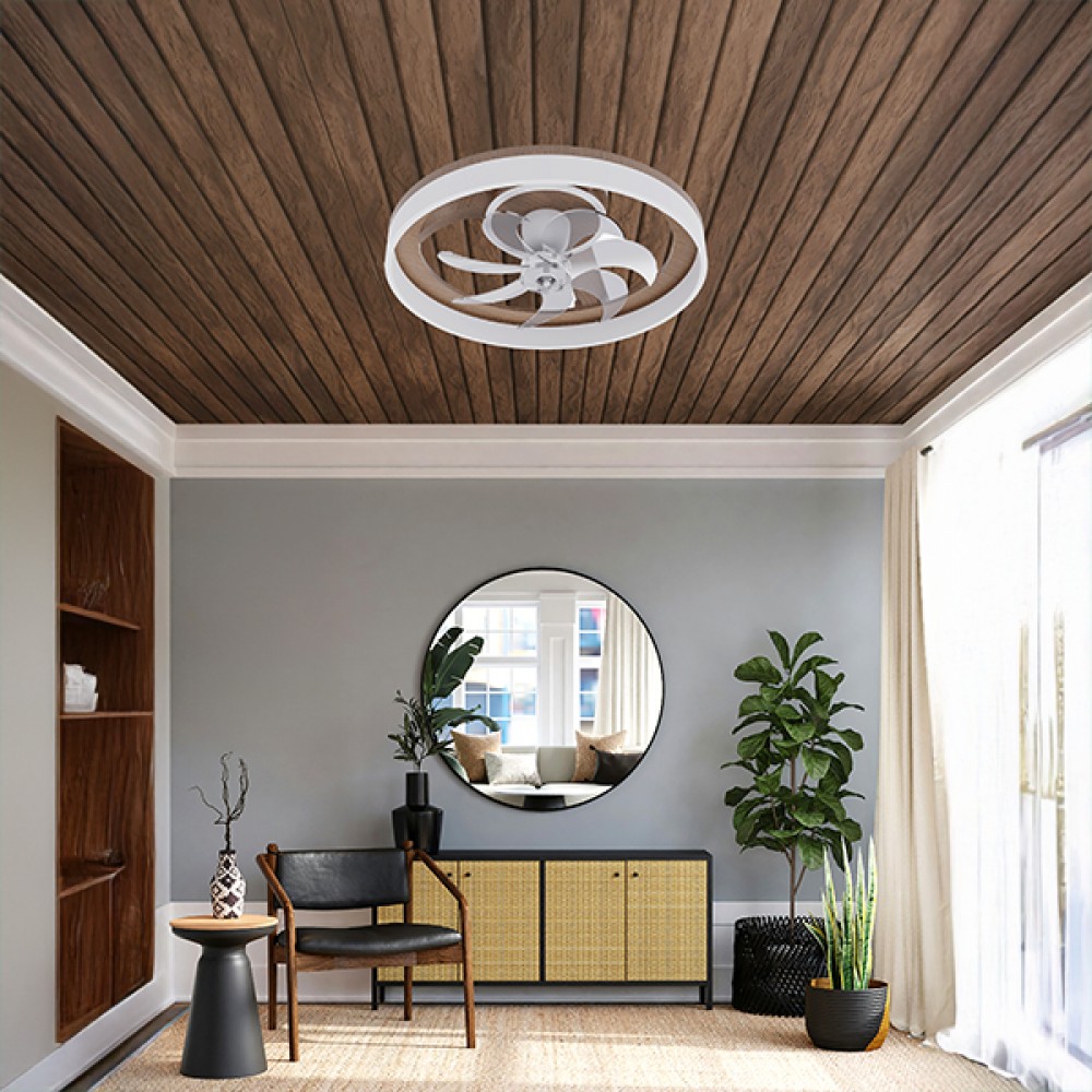 Ανεμιστήρας πλαφονιέρα σε χρώμα λευκό/ξύλου 20W Φ50x18.5