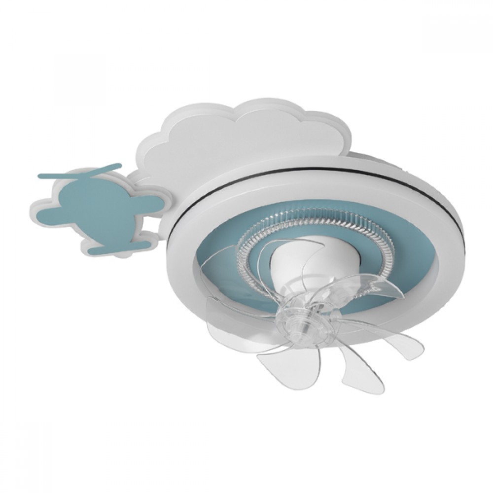 Ανεμιστήρας οροφής παιδικός σε χρώμα μπλε με led φως 65W Φ50x21