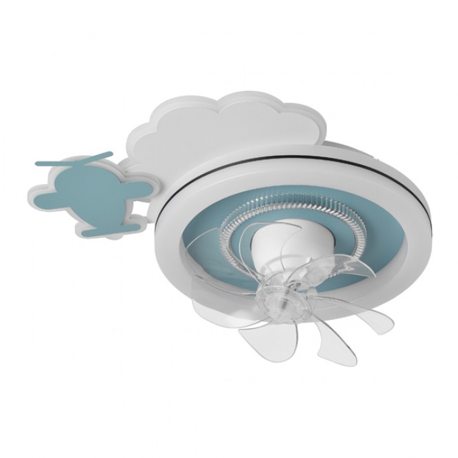 Ανεμιστήρας οροφής παιδικός σε χρώμα μπλε με led φως 65W Φ50x21