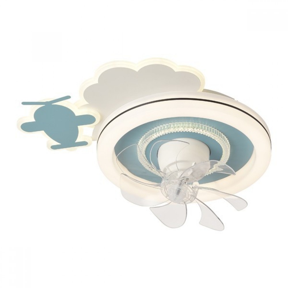 Ανεμιστήρας οροφής παιδικός σε χρώμα μπλε με led φως 65W Φ50x21