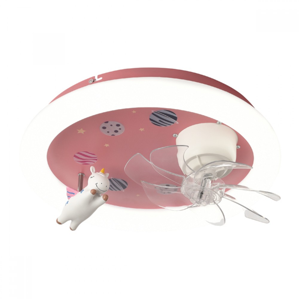 Ανεμιστήρας οροφής παιδικός σε χρώμα ροζ με led φως 48W Φ50x21