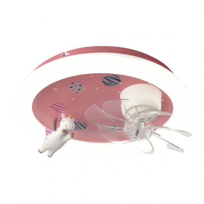 Ανεμιστήρας οροφής παιδικός σε χρώμα ροζ με led φως 48W Φ50x21