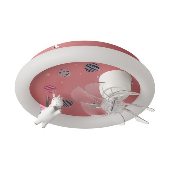 Ανεμιστήρας οροφής παιδικός σε χρώμα ροζ με led φως 48W Φ50x21