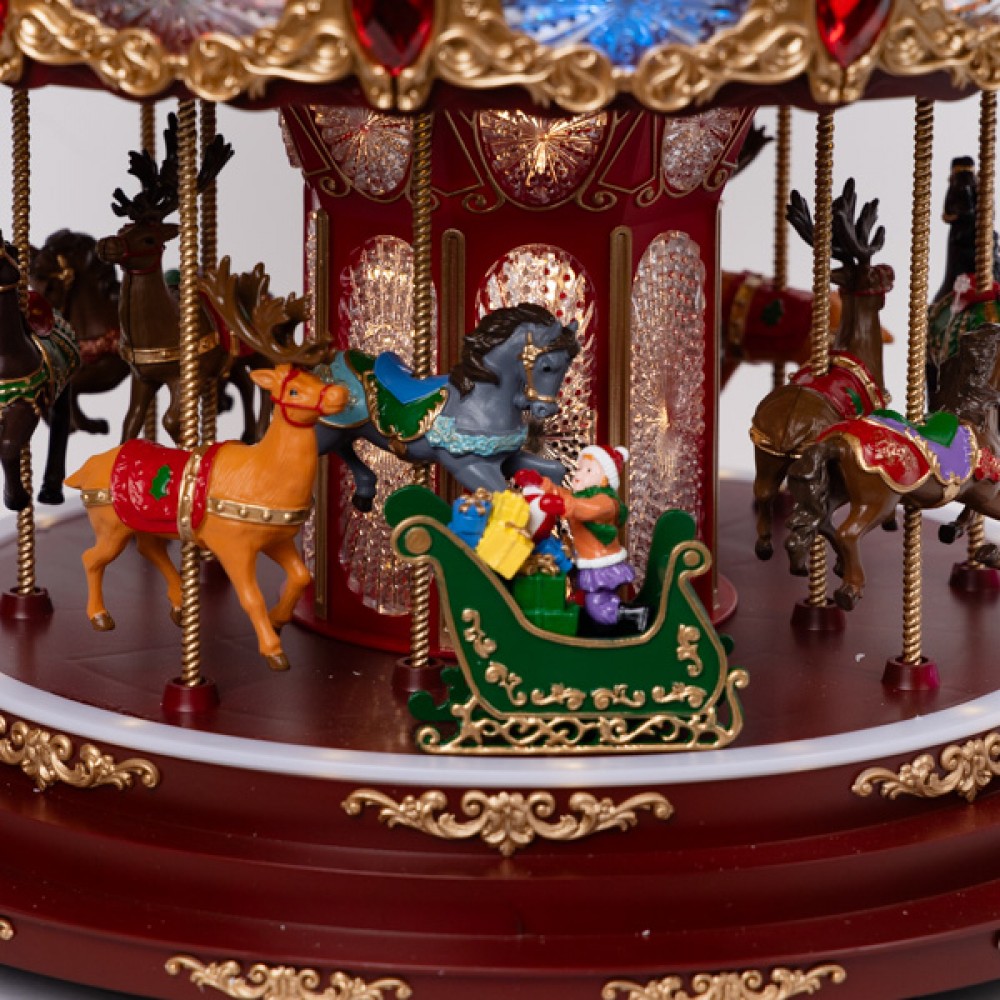 Χριστουγεννιάτικο καρουζέλ με μουσική, φως και κίνηση 44x44x42