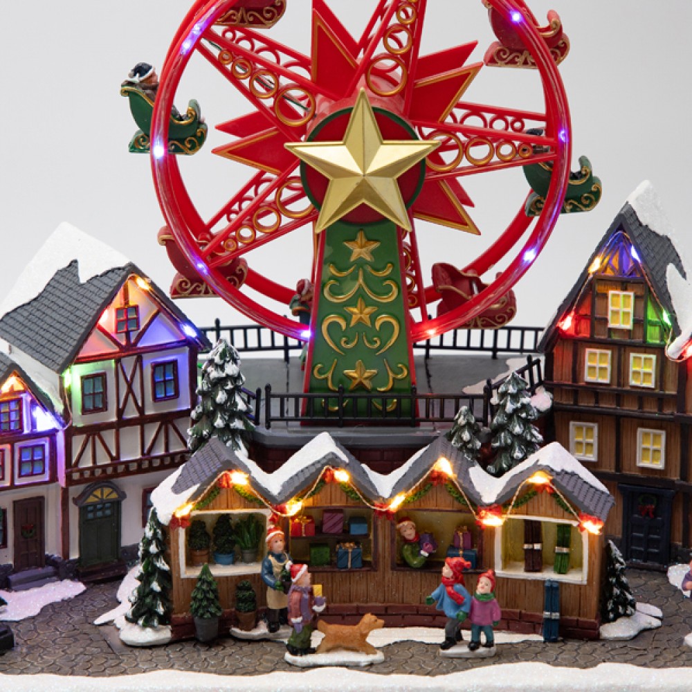 Χριστουγεννιάτικη πλατεία με ρόδα από πολυρεζίνη 31x21x40