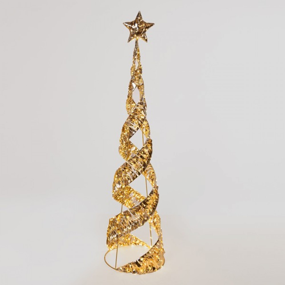 Δέντρο κώνος χρυσός με κορυφή αστέρι, χρονοδιακόπτη και mini led 30x30x120