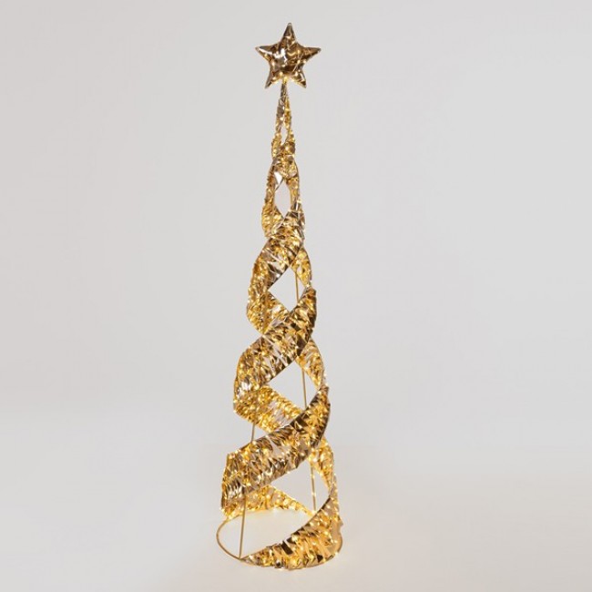 Δέντρο κώνος χρυσός με κορυφή αστέρι, χρονοδιακόπτη και mini led 30x30x120
