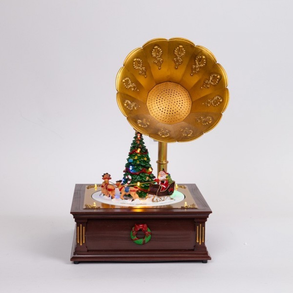 Γραμμόφωνο με χριστουγεννιάτικη παράσταση με μουσική, κίνηση και φως 24.5x22.5x35.5