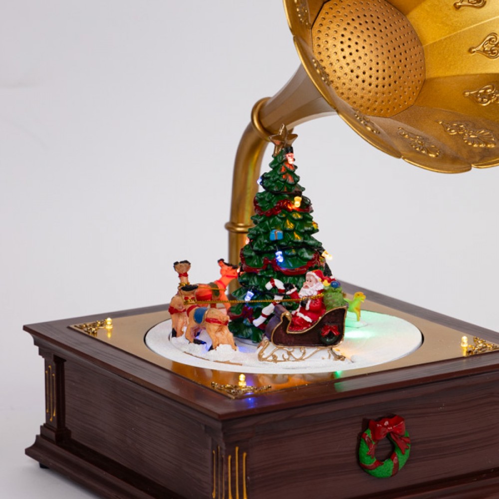 Γραμμόφωνο με χριστουγεννιάτικη παράσταση με μουσική, κίνηση και φως 24.5x22.5x35.5