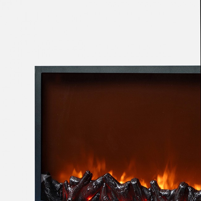 Διακοσμητικό τζάκι μεταλλικό μαύρο με εφέ φλόγας 60x10x40